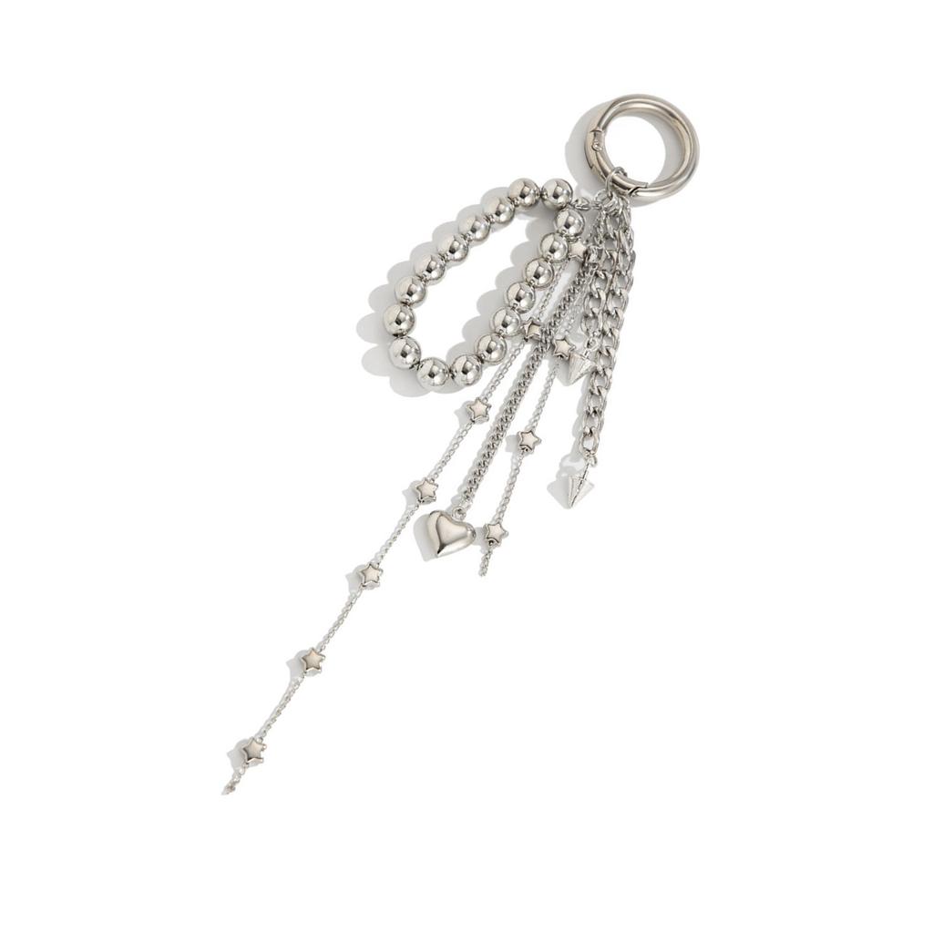 Elegant Heart Keychain Beads Key Pendant Heart Bag Decoration Alloy Texture Key Holder Suitable for Present Giving