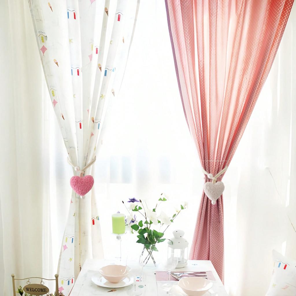 Fluffy Heart-Shaped Pearl Window Curtain Tie Back, Decor Mosquito Net Rope, Door Curtain Coffee Curtain Sun Shade Tiebacks, Christmas Red