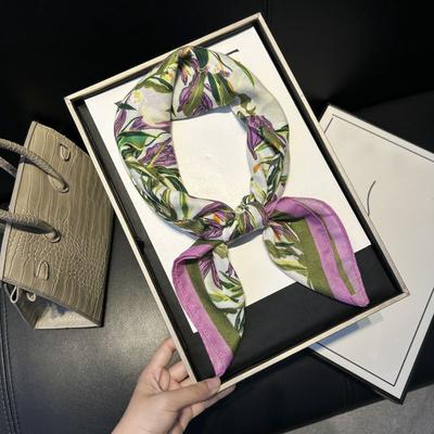Cotton And Linen Small Square Scarf Silk Scarf Women'S Spring And Autumn New Style Artistic And Versatile Fashionable Temperament Headband Scarf