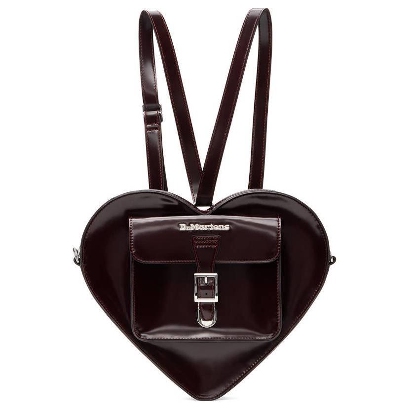 Ny Dr.Martens Lær Hjerteformet Veske, Ryggsekk, Skulderveske, Skulderveske Dame Burgund AD015601