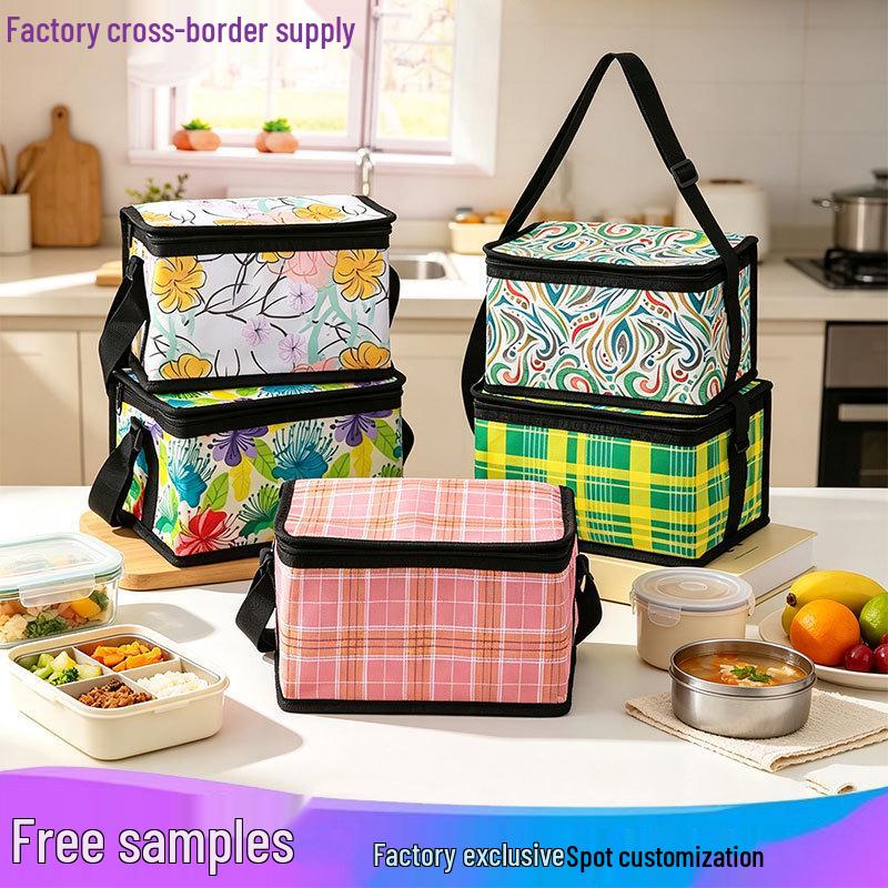 Oxford Cloth Insulated Outdoor Lunch Bag - Handheld Cold Storage Picnic and Takeaway Bag