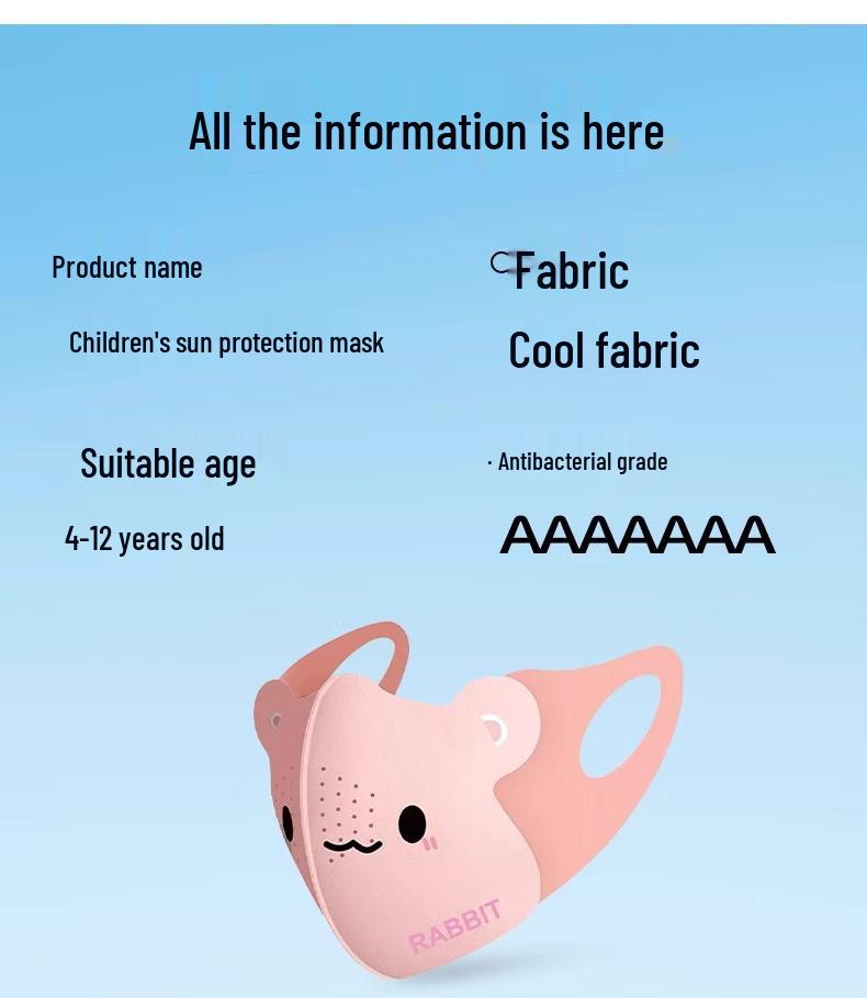 Kids' UV Protection Ice Silk Sun Mask, Ages 8-12, Breathable, Washable, Summer Thin