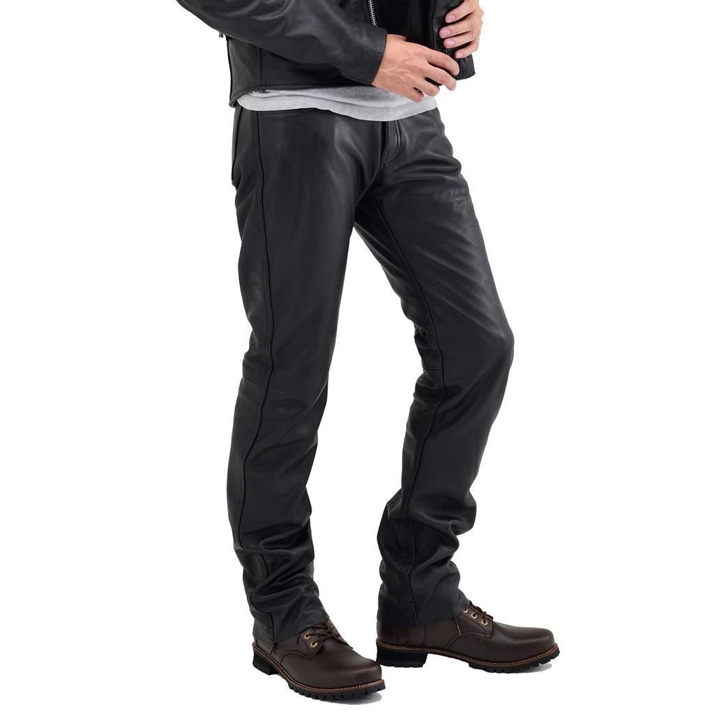 Daytona Motorcycle Leather Genuine Leather 17822 Pants, (Water-Repellent), Spring/Autumn/Winter, DL-005, Black, 34-inch (Men's),