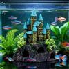 Unique Fish Tanks Castles Decoration Resins Sculpture Safe Fish Tanks Castles Cave Shelter House Plant Accessories