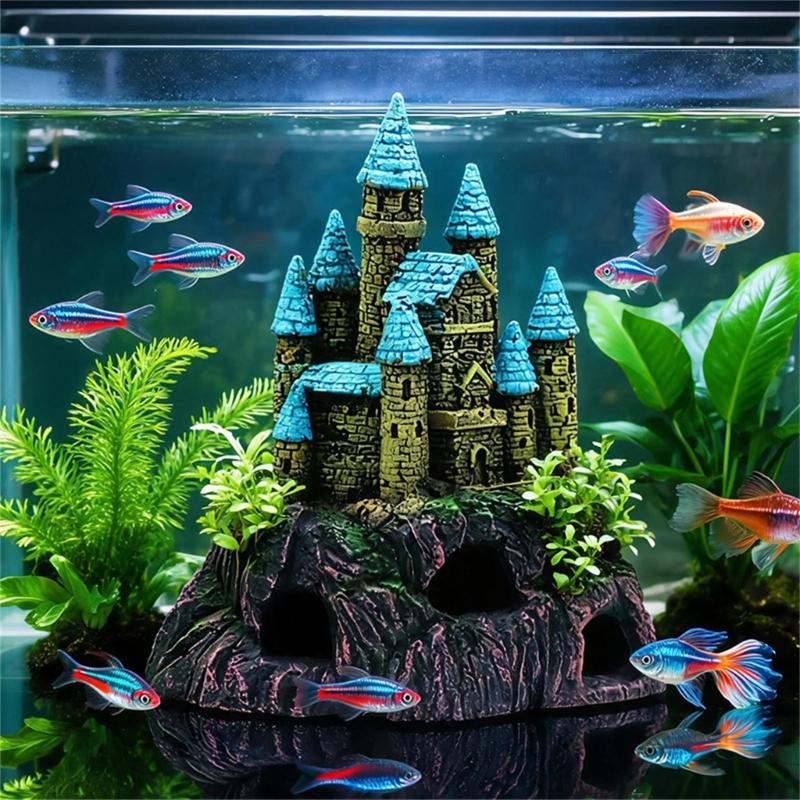 Unique Fish Tanks Castles Decoration Resins Sculpture Safe Fish Tanks Castles Cave Shelter House Plant Accessories