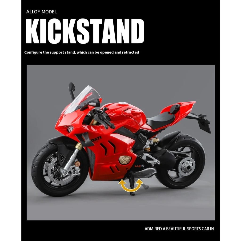 1/9 Scale DUCATI V4S Alloy Motorcycle Model with Lights - Kids' Premium Toy Car Replica, Racing Enthusiast Gift