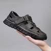 Mens Closed Toe Sandals Large Size Genuine Leather Casual Hiking Sandals Hand Sewn Outdoor Comfortable