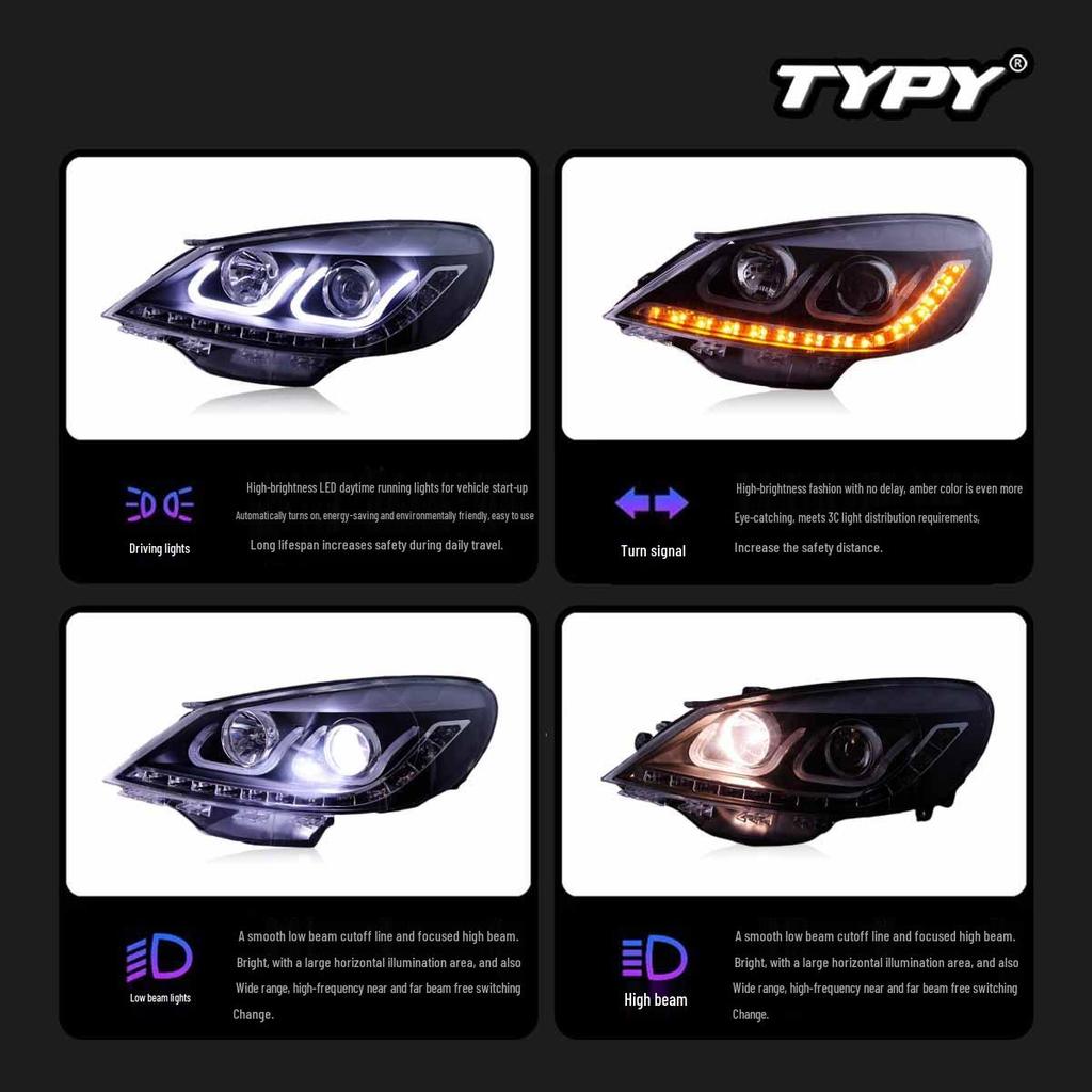 LED Headlight Assembly with DRL & Turn Signals for 08-12 Volkswagen Lavida