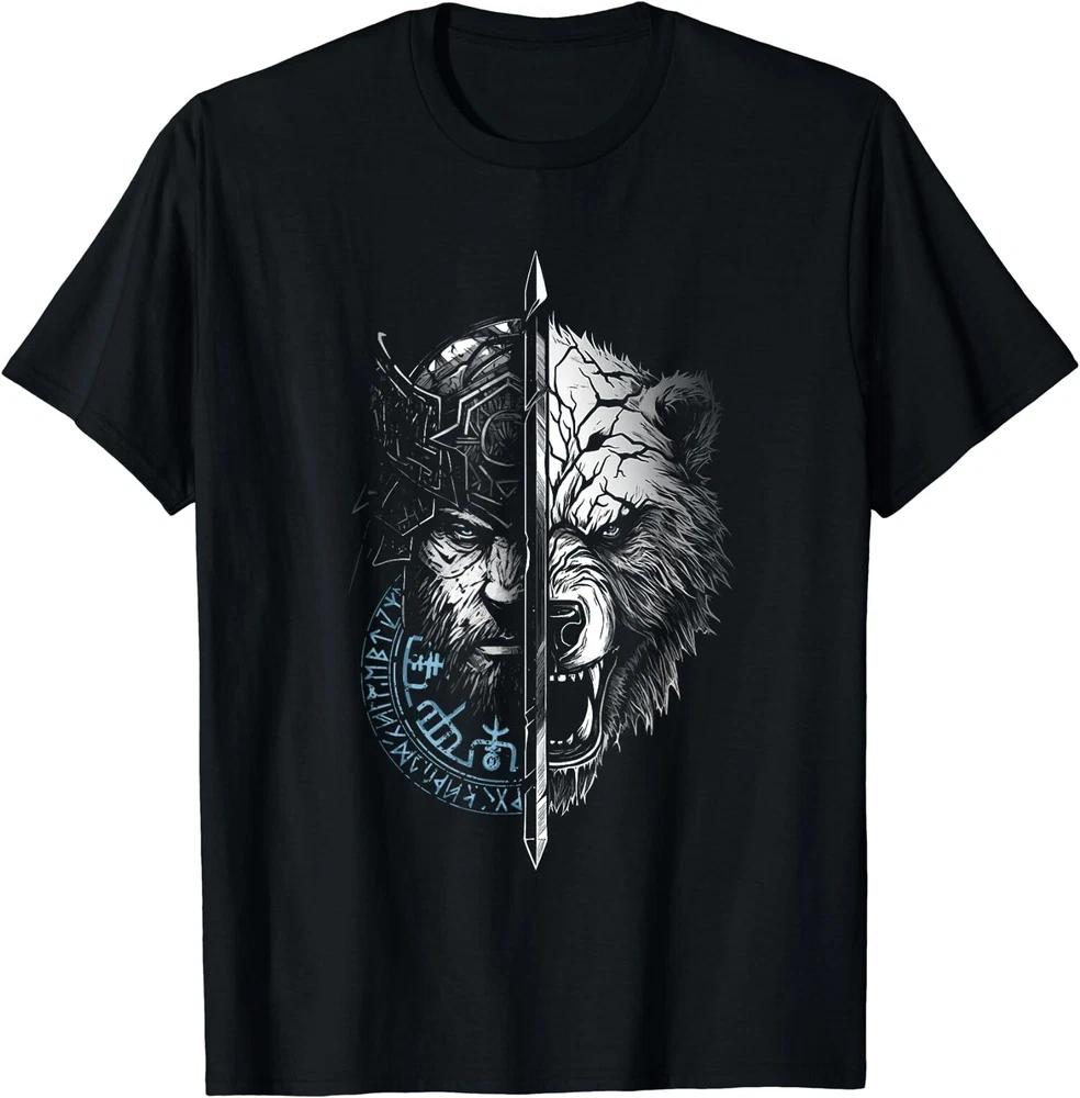 New Berserk Bear Warrior Odin Runes Norse Compass Viking Tshirt S4xl S
