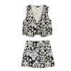 V Neck Sleeveless Printed Vest 2997569 Printed Fashion Short Elegant High Waist Culottes 2854569