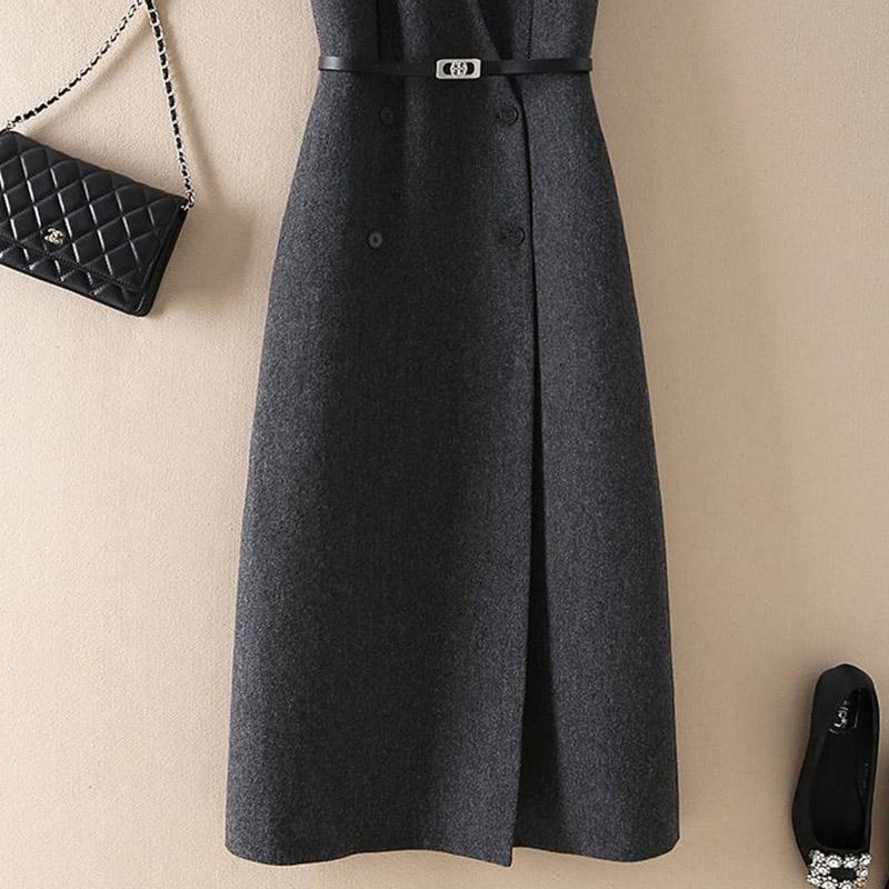 Dress for Woman Cotton Autumn Plus Size Loose Floral Vintage Solid Colours Casual Soft Long V-Neck Sleeveless Slim-Fit Dresses