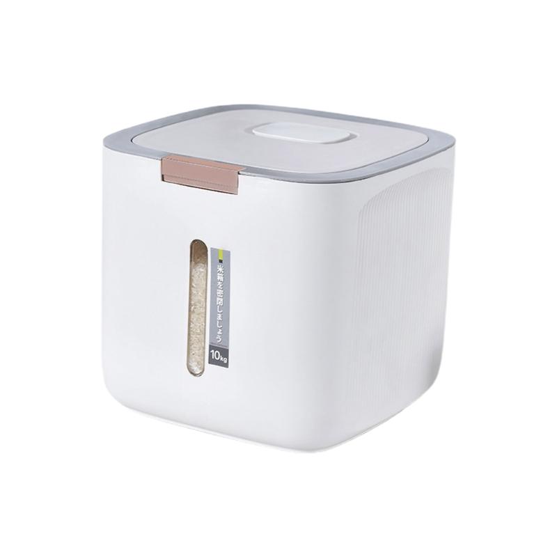 Rice Dispenser Food Storage Container Automatic Flip Cover Rice Bucket for Cereal Grain Flour Rice Nuts Beans Pet Food серый