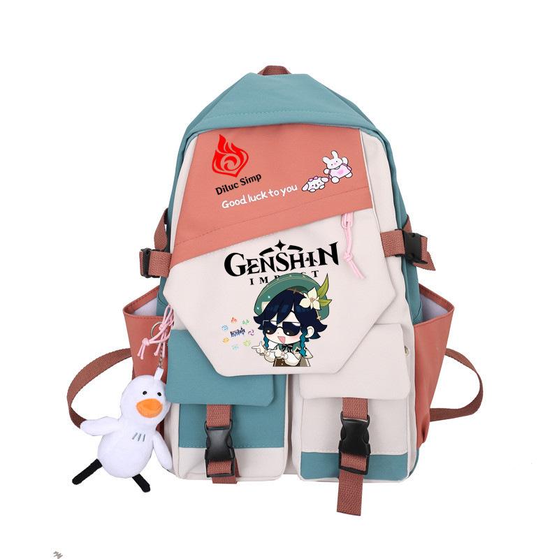 Large Capacity Schoolbag with Shoulder Strap; Student Three-piece Pencil Case Set