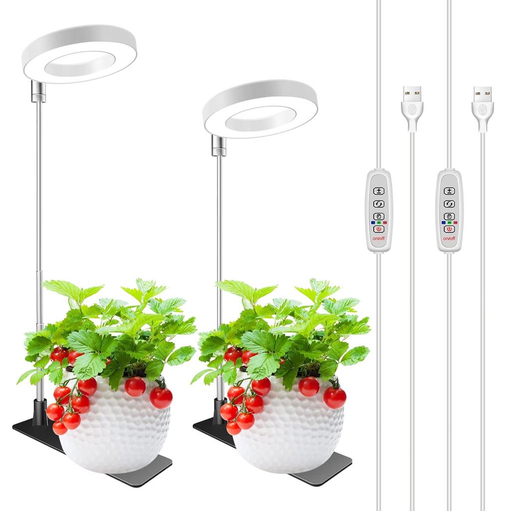 Xiaomi LED Ring Grow Lights, Full Spectrum Halo Growing Lamp with Stand Base 3/6/12H Timer, White Plant Light for Small Indoor Growing