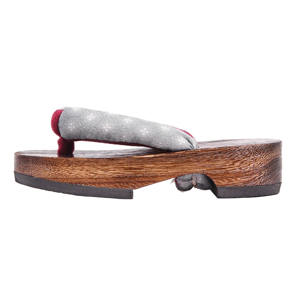 Geta in Dull Burnt Paulownia Wood for Girls [KYOETSU] (Japanese Clogs) (1 Gray, measurement_18_point_0_centimeters)