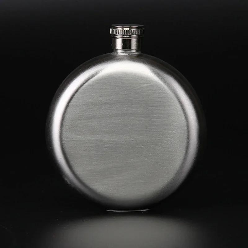 5OZ Nerezová placatka Mini kulatá láhev na alkohol Vysoce kvalitní láhev na whiskey Zrcadlově leštěná Přenosná kapsičková placatka