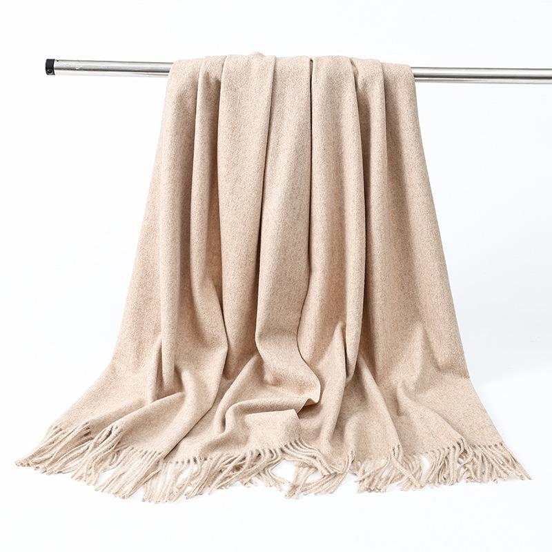 Wool Scarf Women's Winter Korean Style Thickened Warm Solid Color Scarf Shawl High End Versatile Cashmere Scarf