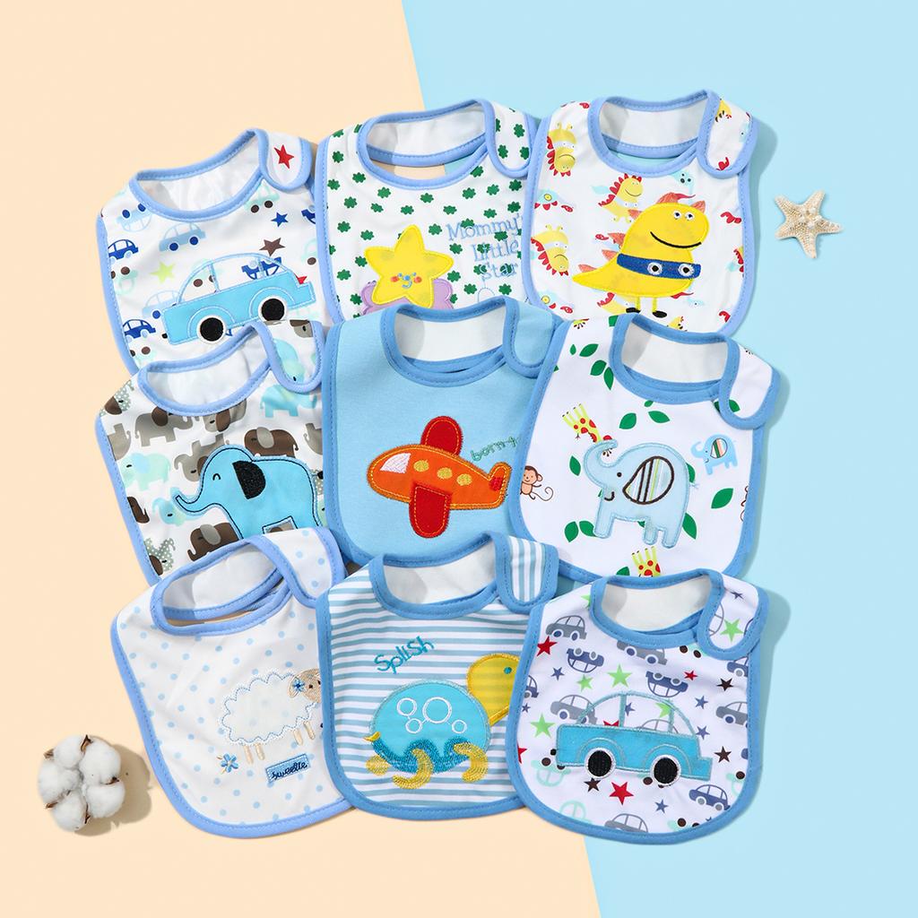 Random 5pcs/set Baby Girl Boy Feeding Bibs Waterproof Apron Cartoon Towel Kids Toddler Dinner Burp Cloths
