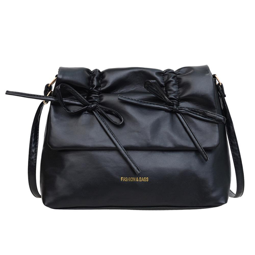 Sweet Y2K Bow Underarm bag Large Capacity Solid Tote Bag Ins PU Leather Shoulder Bag  Women