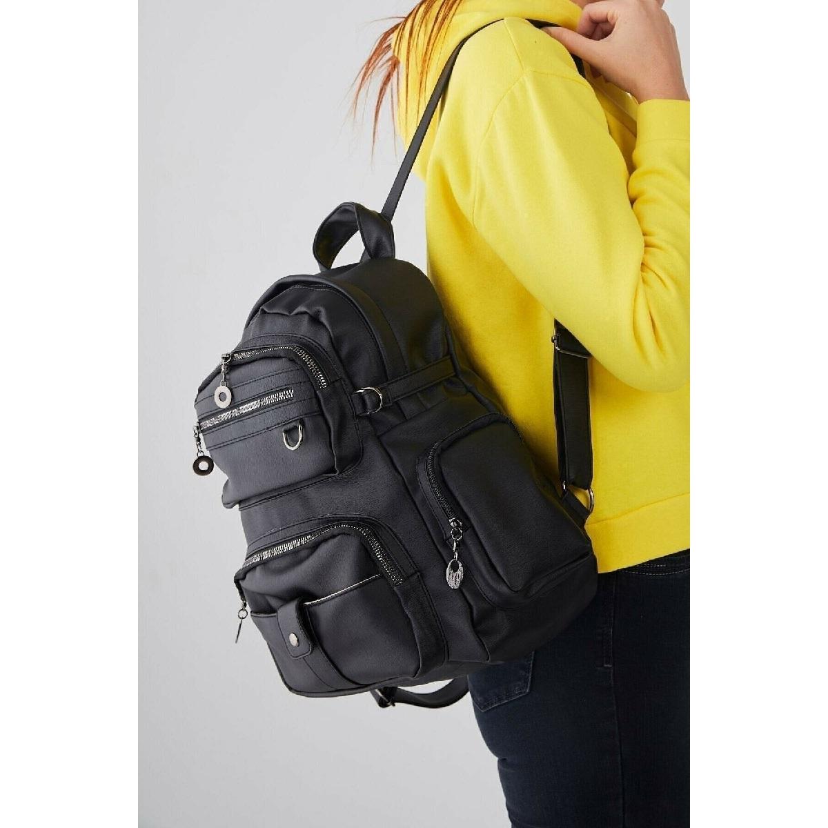 

Multi Eyes Women Black Backpack Zipper Водонепроницаемая искусственная кожа 1PCS дымный черный