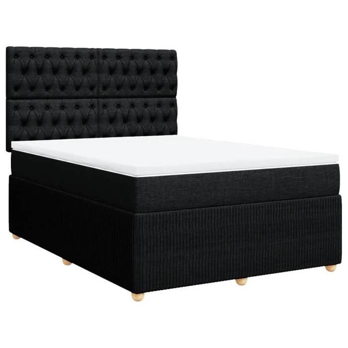 VidaXL Slatted Bed Base with Mattress Black 140x190 Cm Fabric 3292060