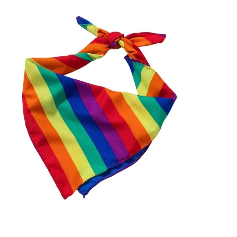 Coloured Rainbow Hair Tie Hair Hoop Fashion Dog Bandanas Scarf Hair Decoration Pride Day Pet Handkerchief For Pride Month