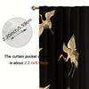 Set Of 2 Elegant Curtains Oriental Golden Chinese Crane Vintage Print Polyester Top Living Room Home Decor Curtain With Rod Pocket Darkening Perfect
