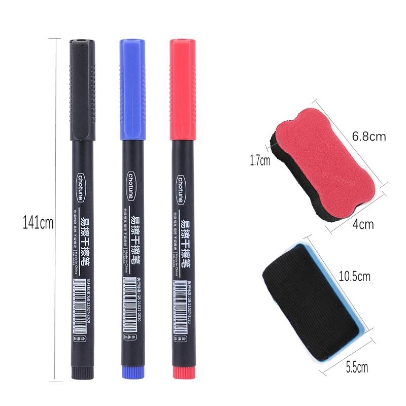 8 buc Marker Whiteboard Șters 0.5mm Vârf Fin Cerneală Neagră/Albastră/Roșie Marker Tablă Școală Birou Artă Scris Papetărie