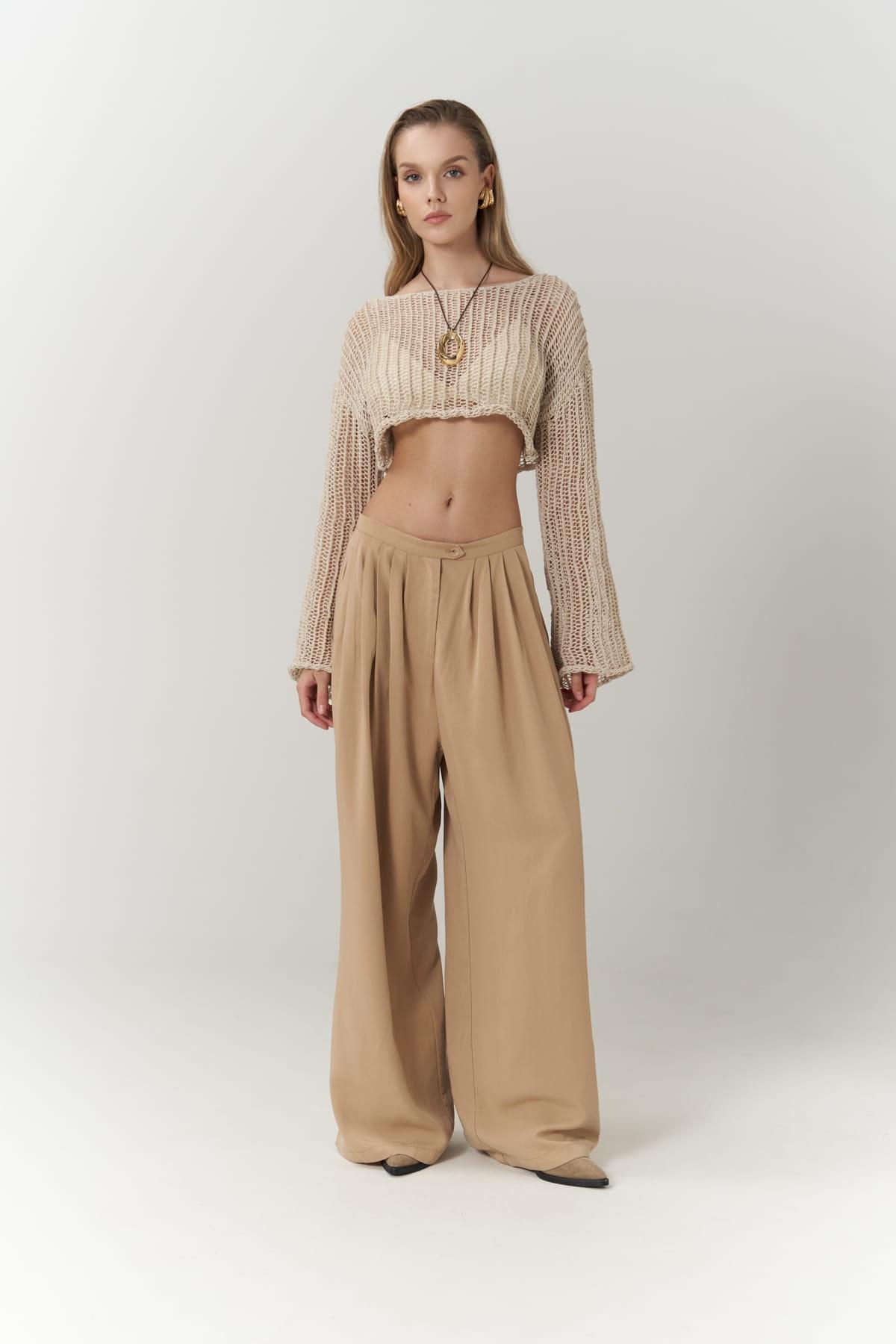 

2887 - Steven Vizon Palazzo Pantolon L світло-коричневого кольору