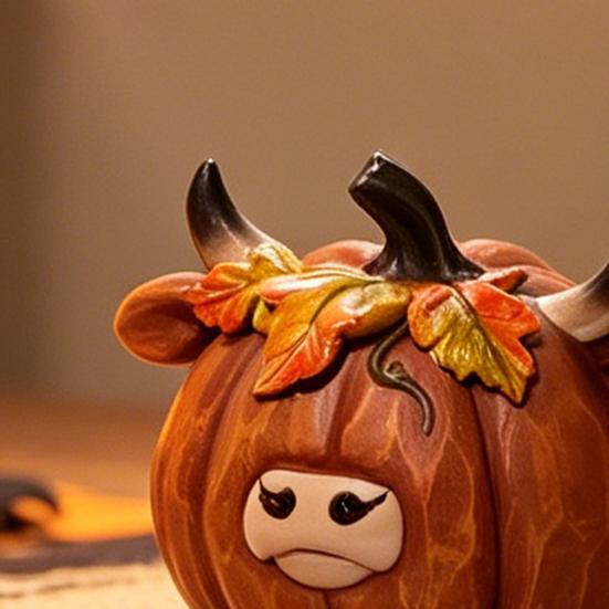 Figurky skotského skotu, Stolní dekorace pro podzimní sklizeň, Díkůvzdání, Halloween, Pryskyřice ručně malovaná dýně, soška skotského skotu, Ozdoby pro