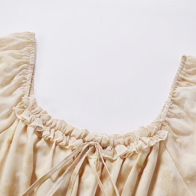Xiangying Summer Floral Chiffon Tiered Dress