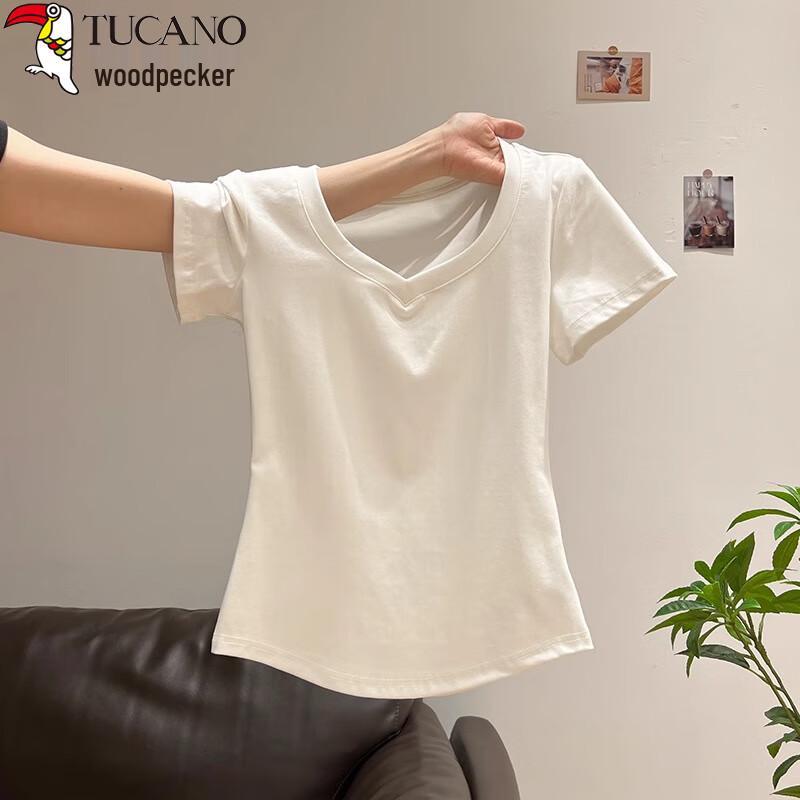 Women's V-neck Slim-fit Short-sleeve T-shirt