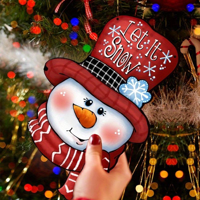 1pc Three-dimensional Christmas snowman wooden pendant holiday party porch decoration hanging wood chip hanging ornament