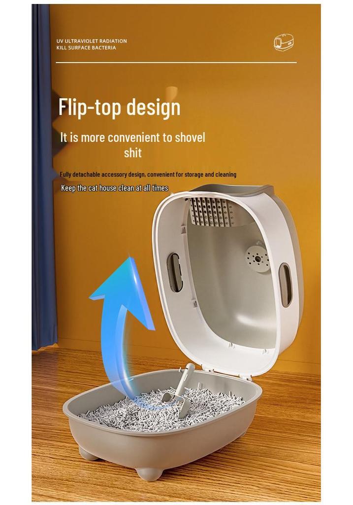 Smart UV Sterilization Large Enclosed Anti-Splash Cat Litter Box