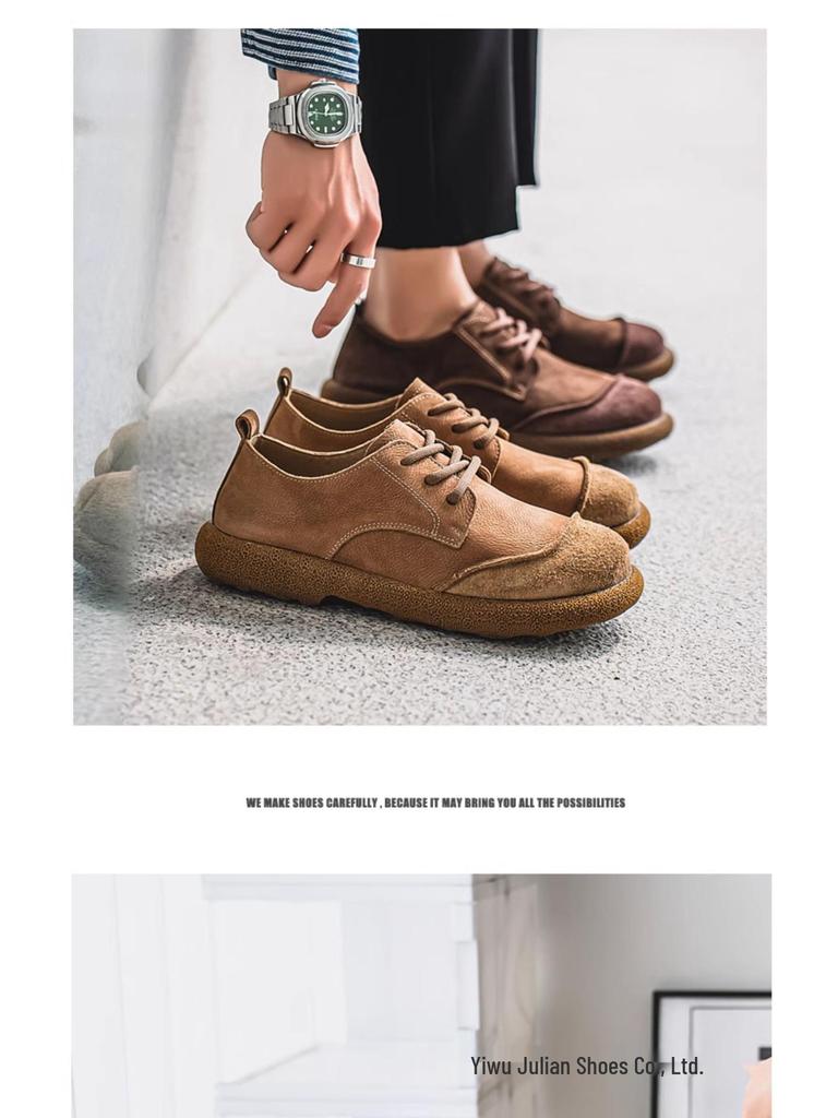 Men's Top Grain Leather Casual Shoes - 2025 Summer Edition, Big Toe Genuine Leather, Breathable Non-slip Soft Sole.