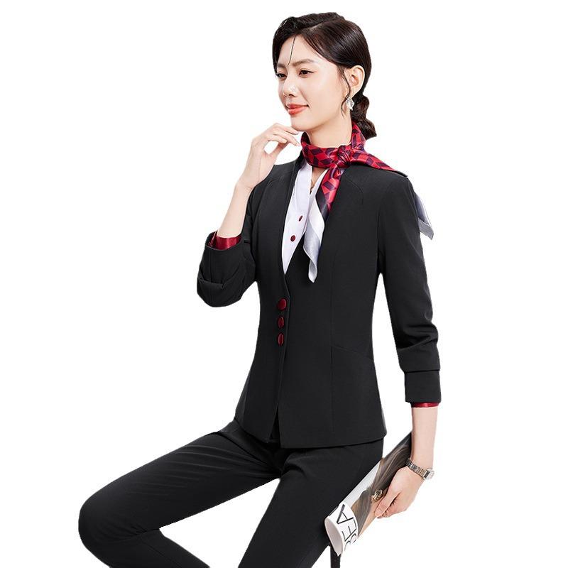Women's Professional Flight Attendant & Receptionist Suit - Elegant Skirt Set for Beauticians and Hotel Staff