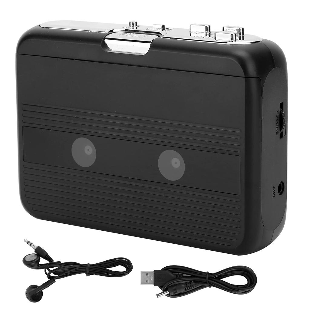 Bluetooth Cassette Stereo Cassette Tape USB and Power Portable Pocket Tape Player Player, Auto-Reverse Player, Support, (Black)