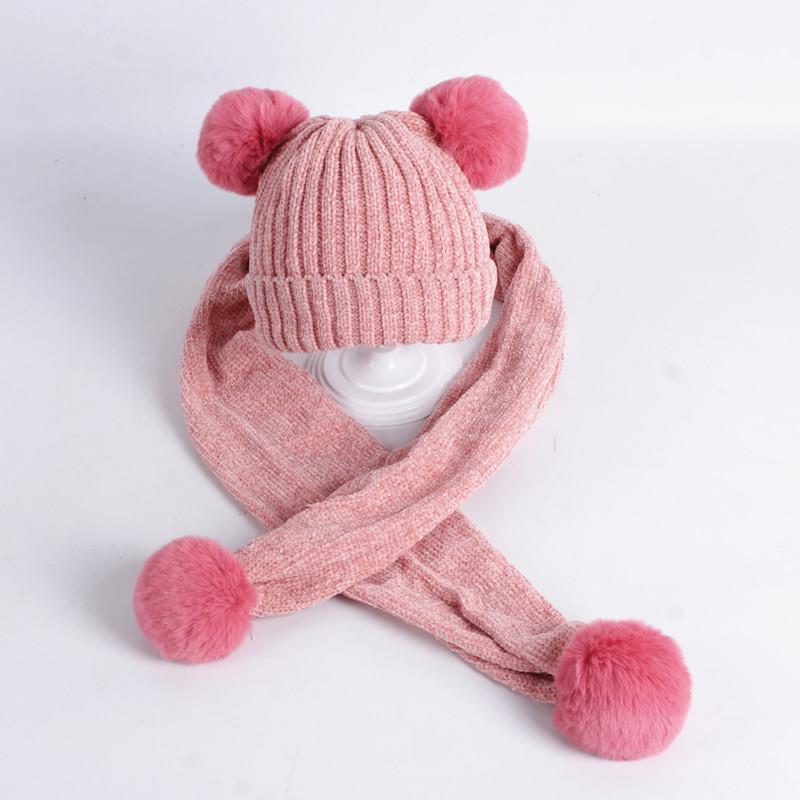Buy 2 Unisex Children's Winter Warm Baby Scarf Cap Wool Knit Cap at