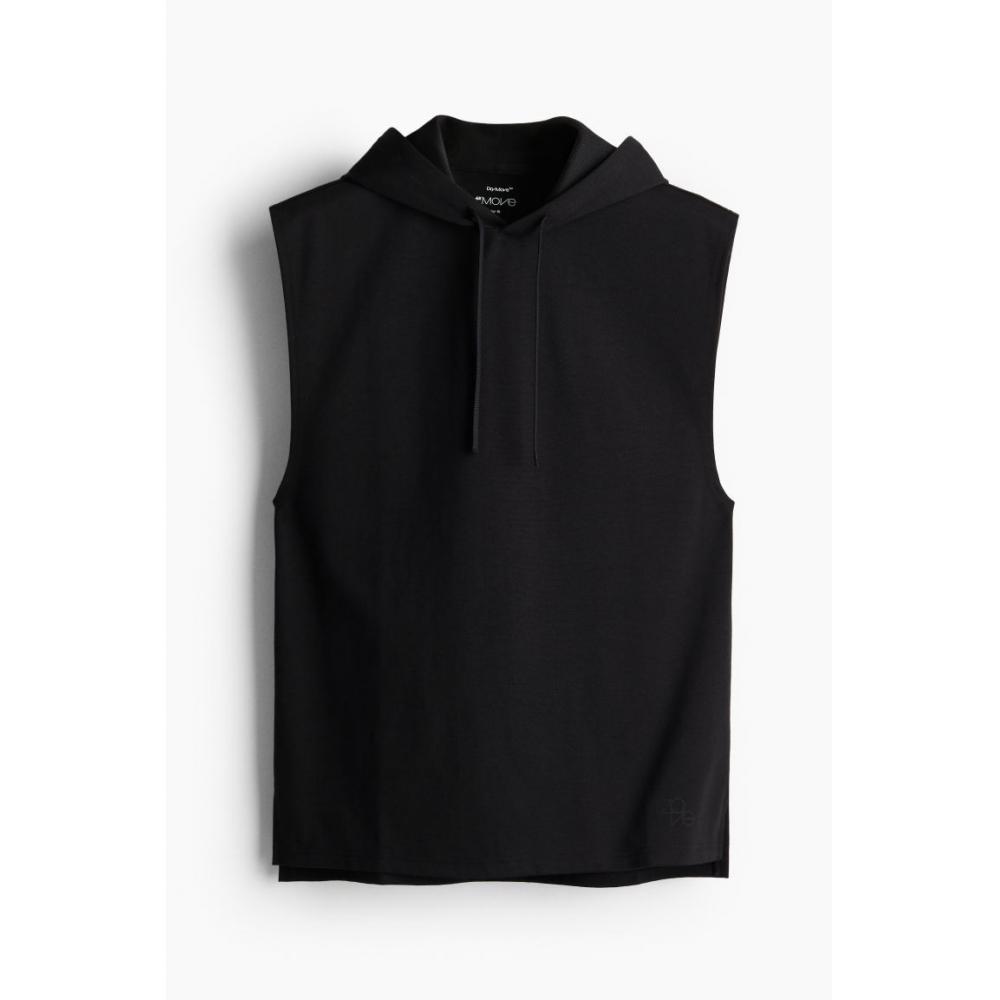 H M dryMove Sleeveless Sports Hoodie Black