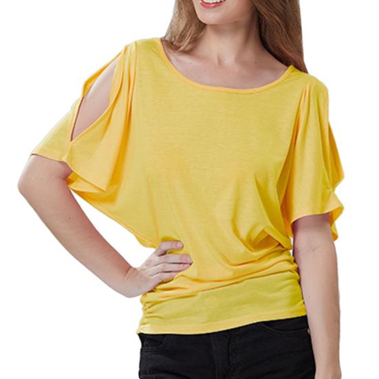 

Блузка с рукавами «летучая мышь» с открытыми плечами, женская короткая свободная рубашка с круглым вырезом для вечеринки 4XL жёлтый