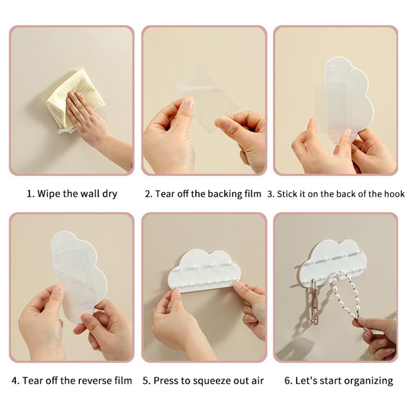 Wall Mounted Jewelry Hooks Jewelry Organizer, No Punching Rings, Earrings, Necklaces, Hanging Racks For Women'S Jewelry Storage