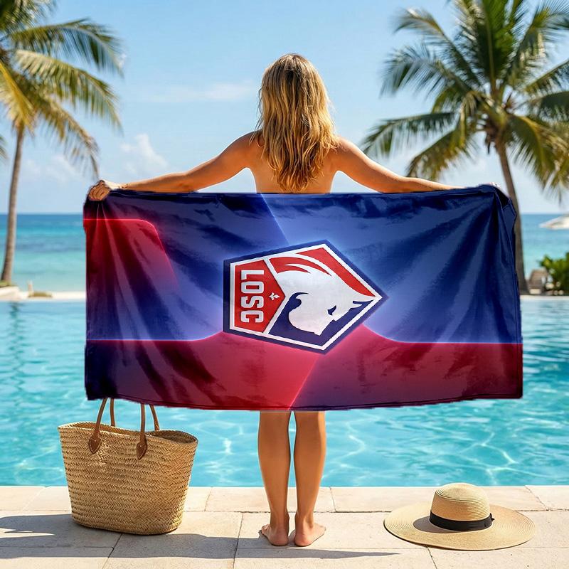 LOSC Lille FC Print Quick Dry Beach Towel Microfiber Absorbent Portable Travel Swimming Towel