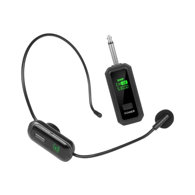 1Set Wireless Headsets Microphones Kit Supporting One Transmitters to Two Receivers for Duet Group Performances