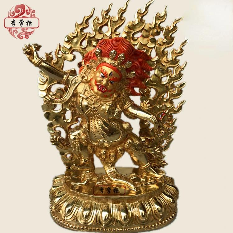Zorniger Lotus Meister Vergoldet Kupfer Kundenspezifische Buddha-Statue Heimschmuck Tibetische Geheime Buddha Anbetungsstatue