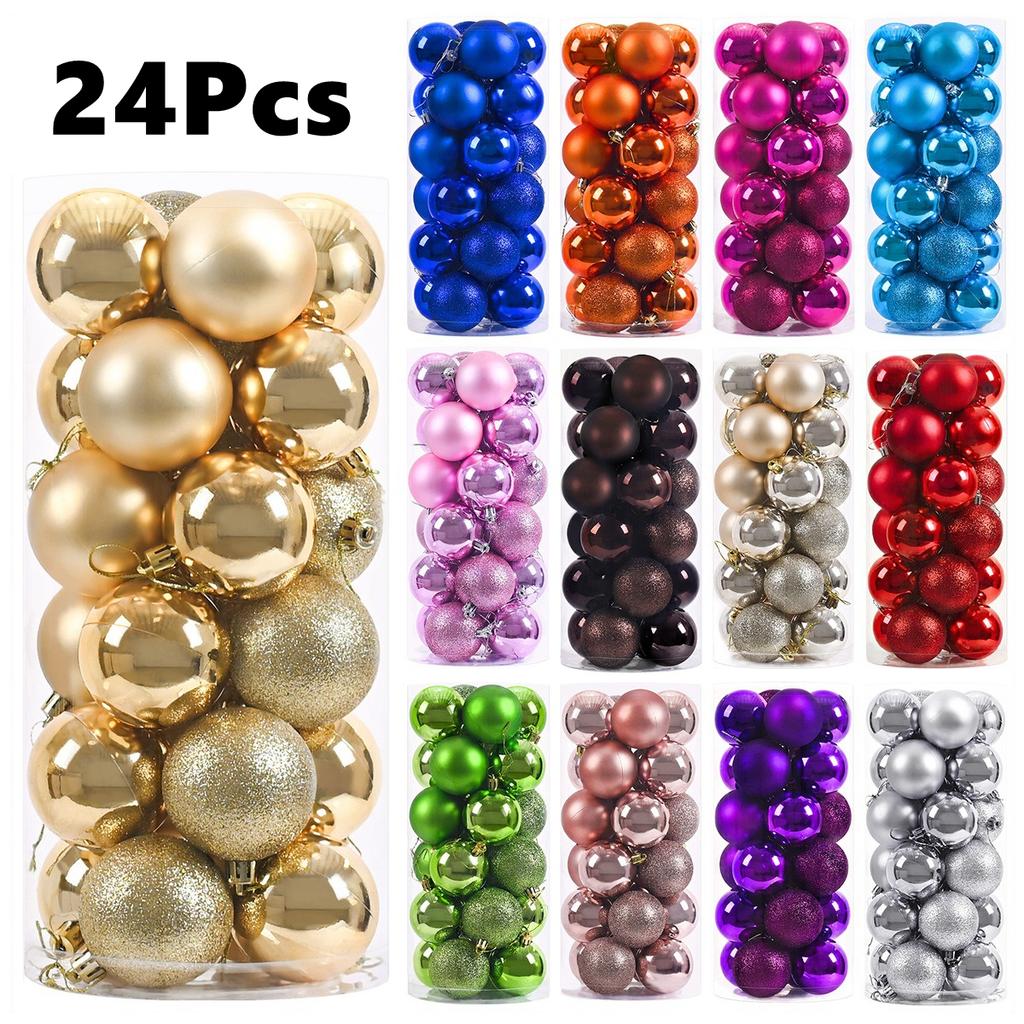 24Pcs 6CM Christmas Balls Decorations Hanging Christmas Tree Ornaments Pendants for Home Party Decor 2026 New Year Navidad Decor