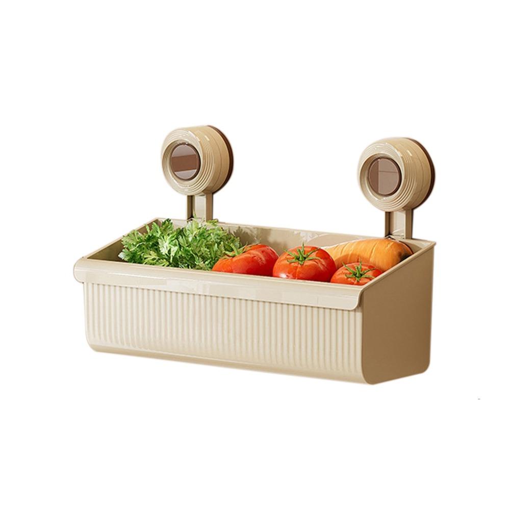 Wall Mounted Suction Cup Storage Basket Punch-free Shower Storage Organizer for Home