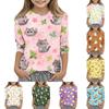 Kids Animal Print Crew Neck Three Quarter Sleeve Casual T Shirt Soft Comfortable Fit Lightweight Fabric Suitable for Everyday Wear