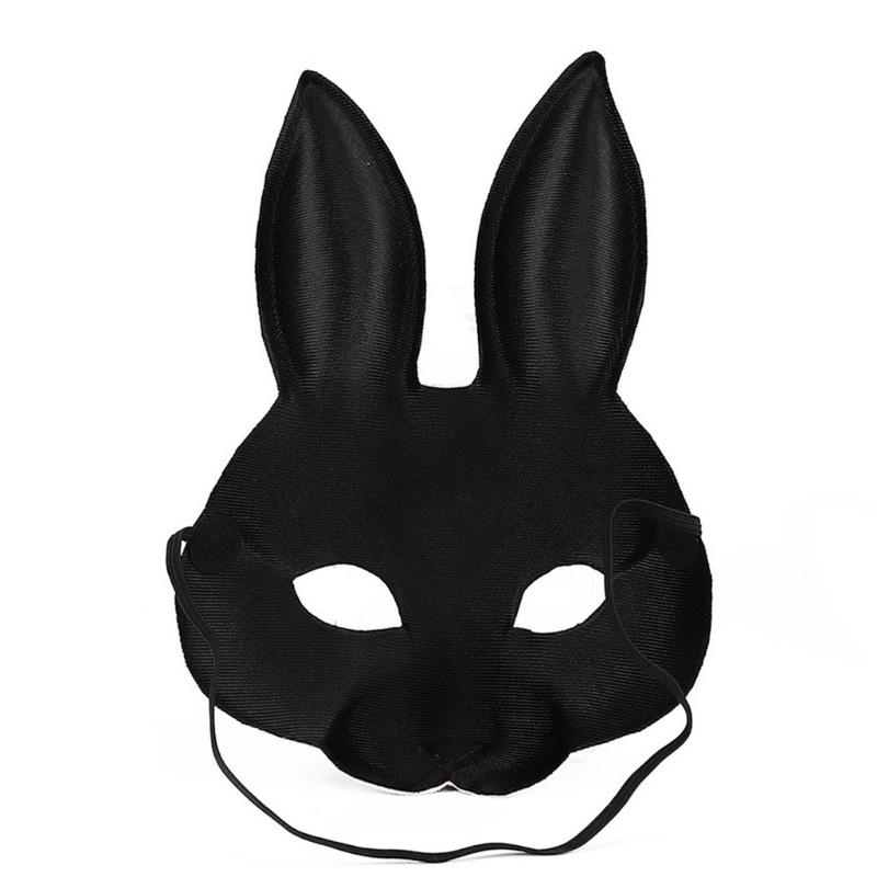Painted Rabbit Mask Half Face Cosplay Costumes Unisex Props Animal Party Masquerade Halloween Accessories