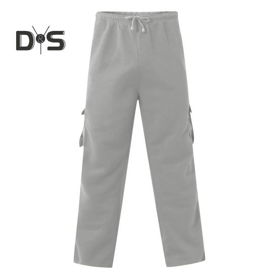 Men Spring Fall Pants with Multi Pockets Drawstring Elastic Waist Wide Leg Plus Size Sweatpants Stretchy Slacks Solid Color Loose Street Style Sport