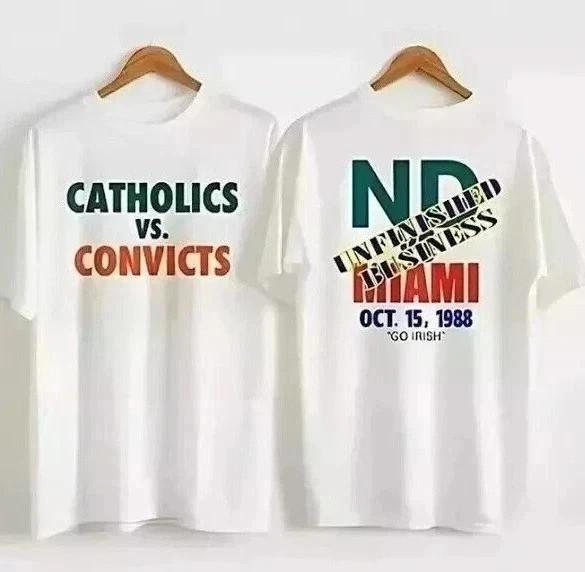 New Apparel Catholics Vs Convicts 1988 Vintage T-Shirt College Football Rivalry Unisex T-Shirt S